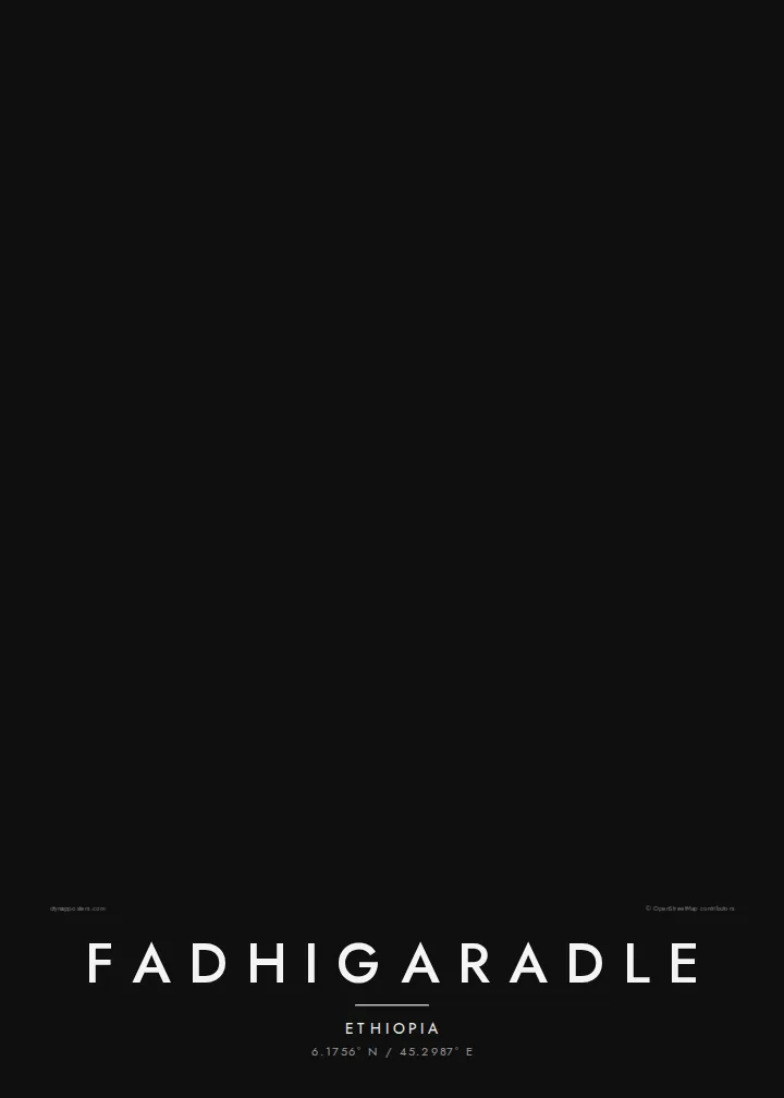 Fadhigaradle map poster — Noir