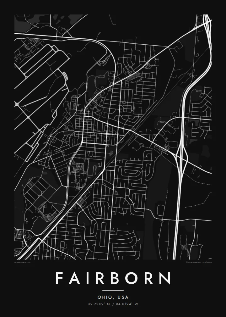 Fairborn map poster — Noir