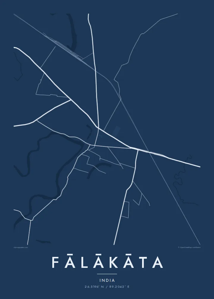 Fālākāta map poster — Blueprint style