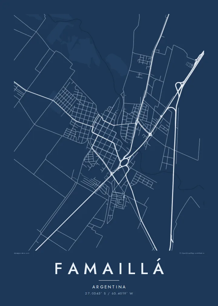 Famaillá map poster — Blueprint style