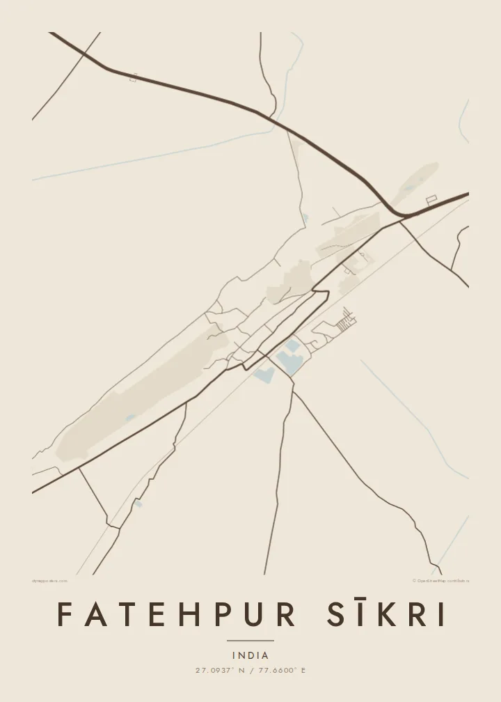 Fatehpur Sīkri map poster — Sand style