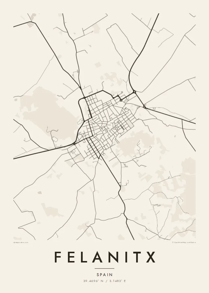 Felanitx map poster — Paper style