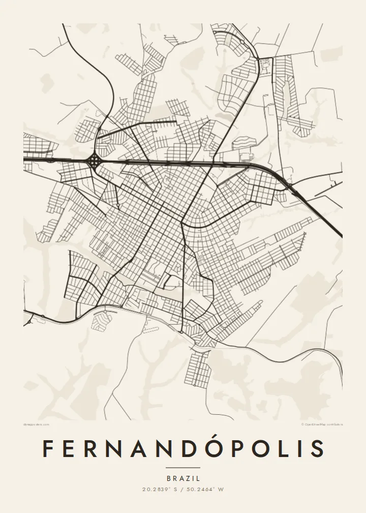 Fernandópolis map poster — Paper style