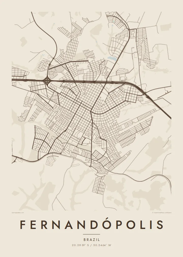Fernandópolis map poster — Sand style