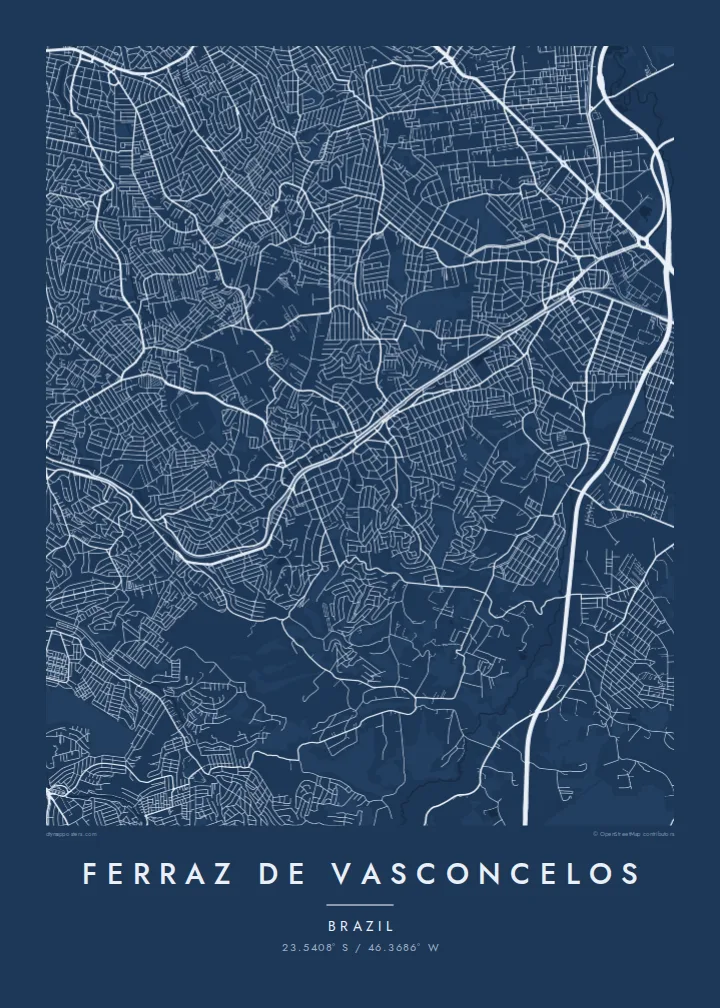 Ferraz de Vasconcelos map poster — Blueprint