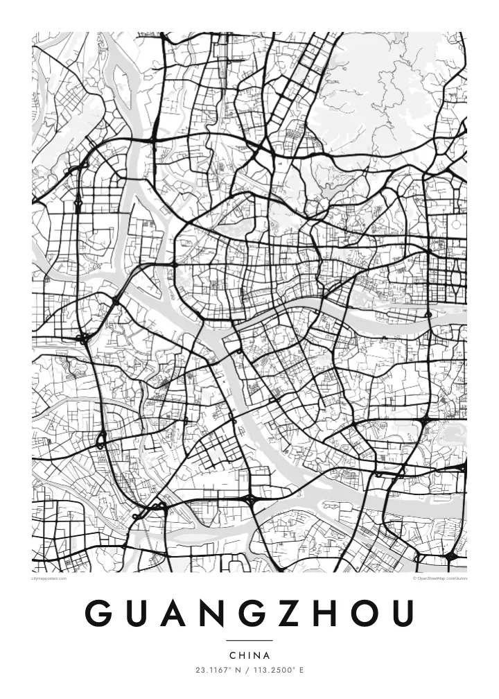 Guangzhou kartta juliste — Classic