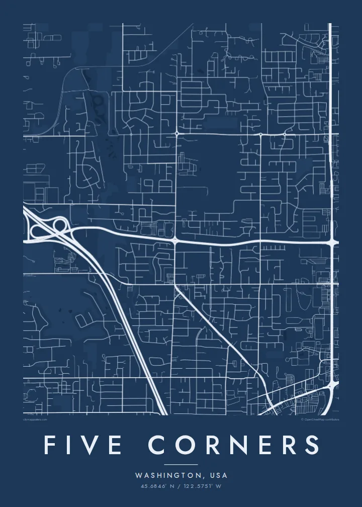 Five Corners map poster — Blueprint