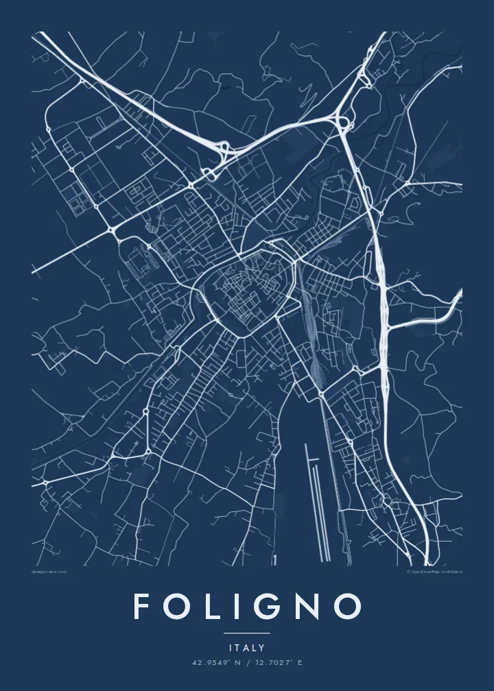 Foligno map poster — Blueprint