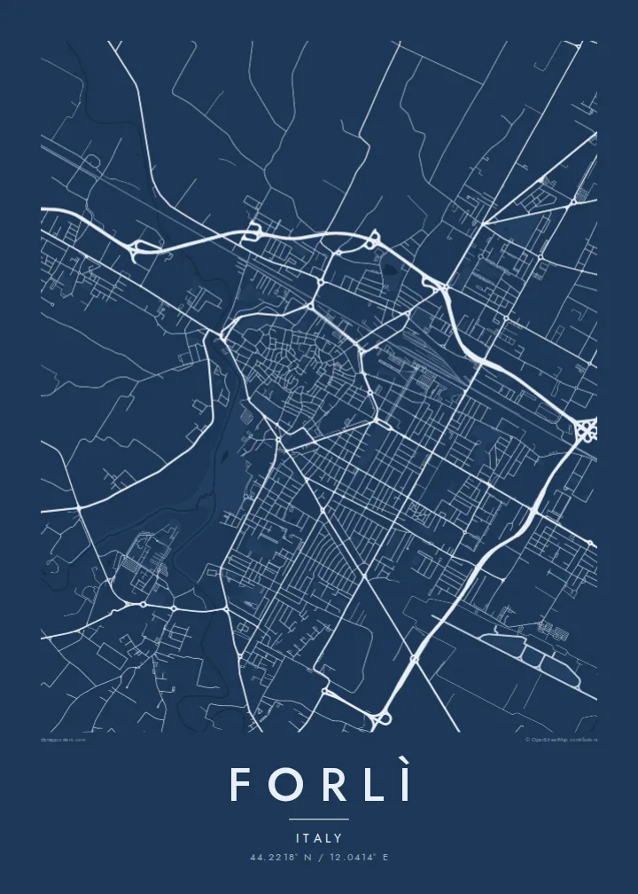 Forlì map poster — Blueprint style