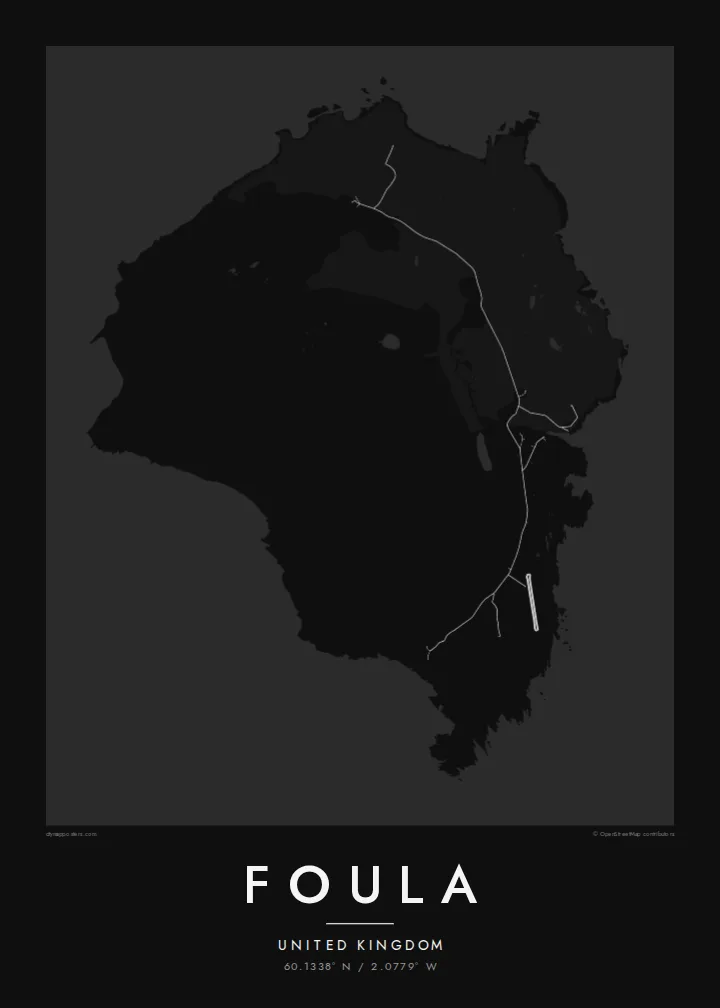 Foula map poster — Noir