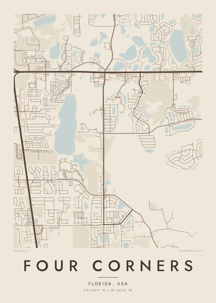 Four Corners map poster — Sand style