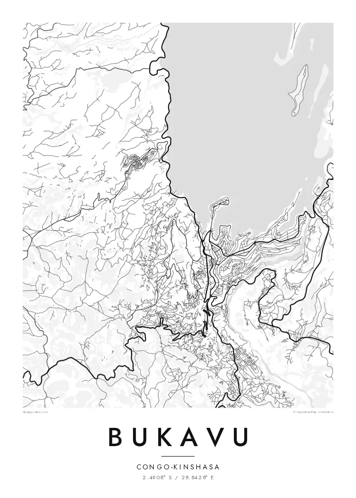Affiche carte de Bukavu — Classic