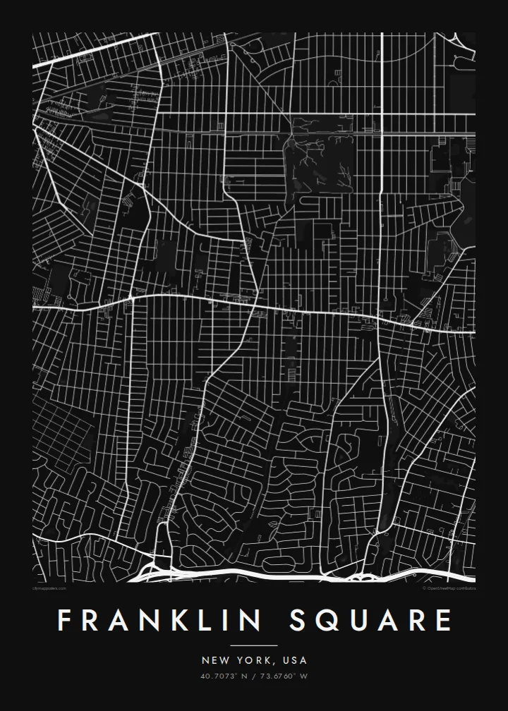 Franklin Square map poster — Noir style