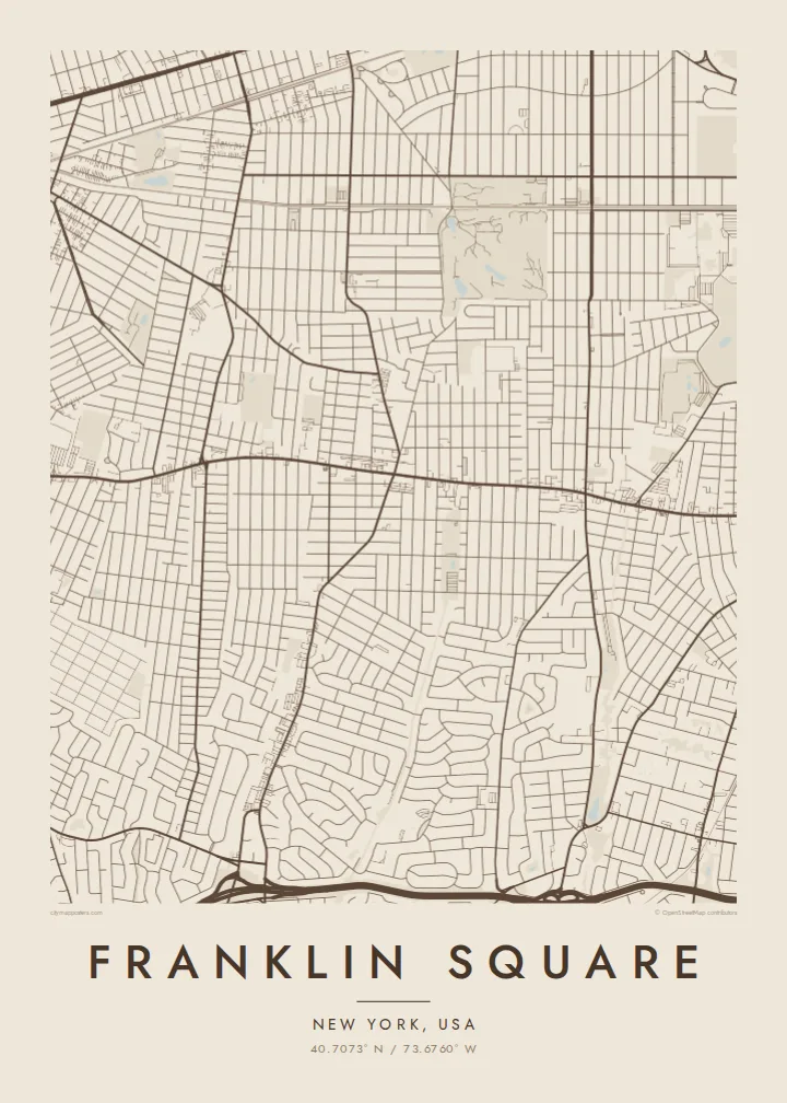 Franklin Square map poster — Sand style
