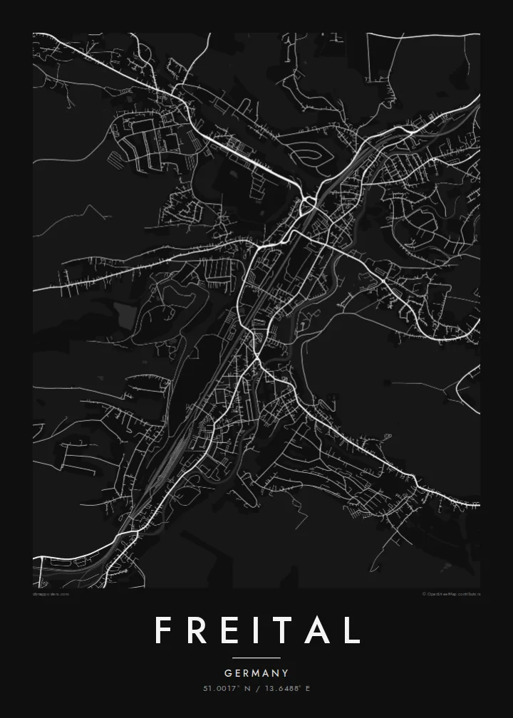 Freital map poster — Noir