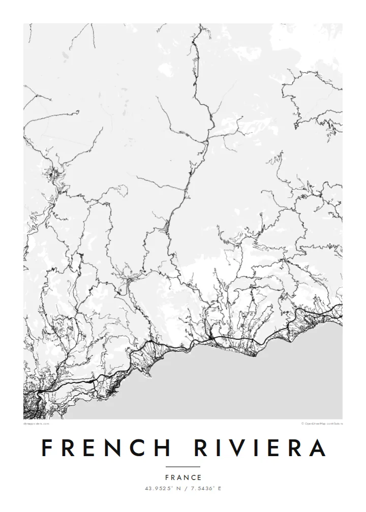 French Riviera map poster — Classic style