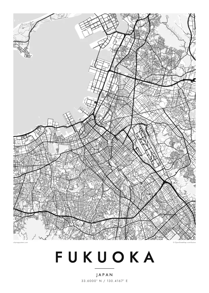 Fukuoka नक्सा पोस्टर