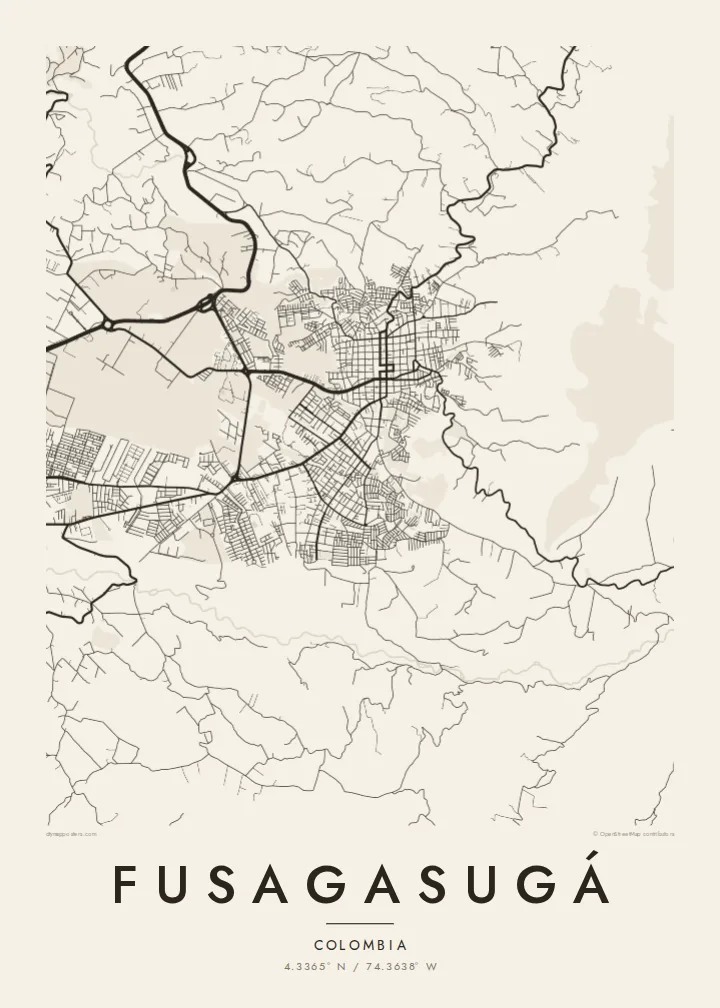 Fusagasugá map poster — Paper style