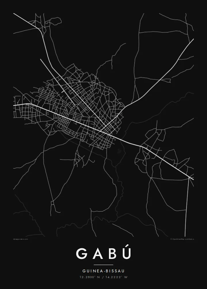 Gabú map poster — Noir style