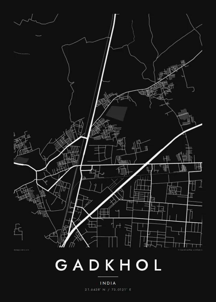 Gadkhol map poster — Noir
