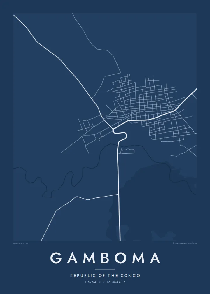 Gamboma map poster — Blueprint style