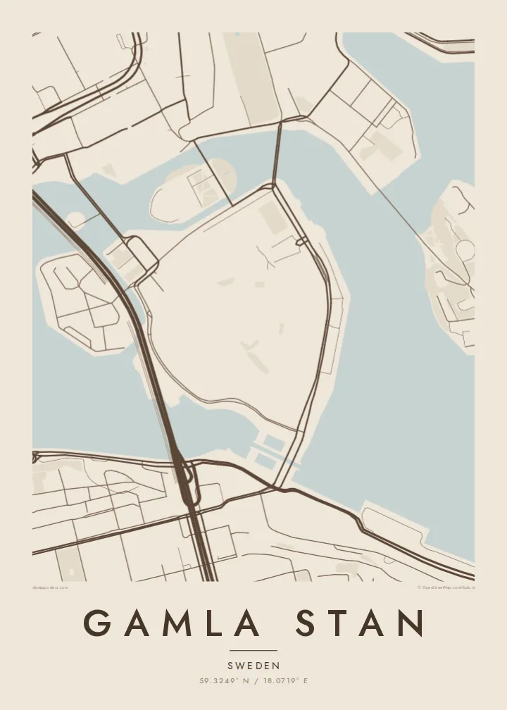 Gamla stan map poster — Sand style