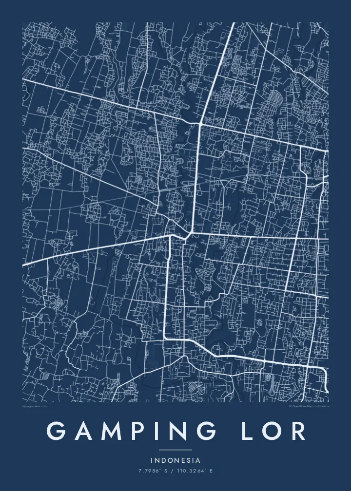 Gamping Lor map poster — Blueprint style