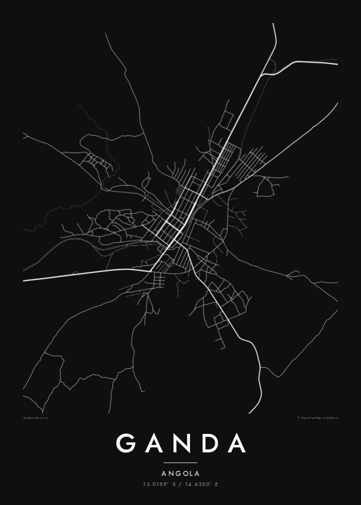 Ganda map poster — Noir style