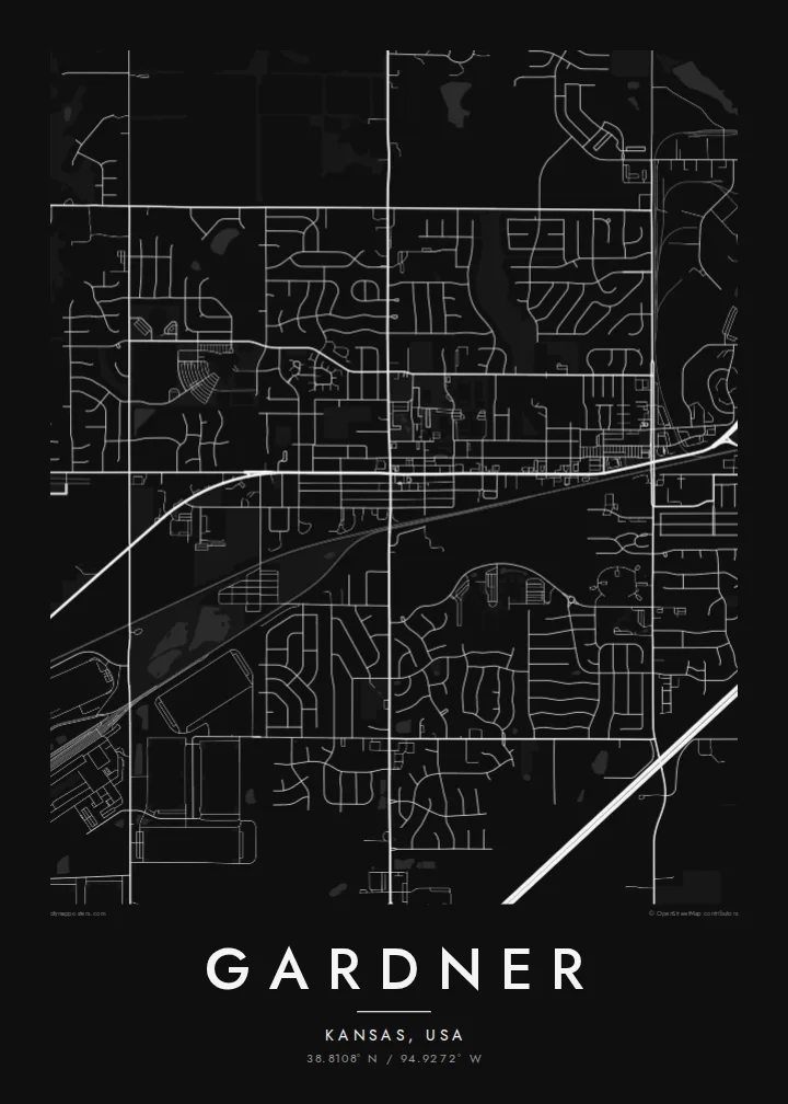 Gardner map poster — Noir style