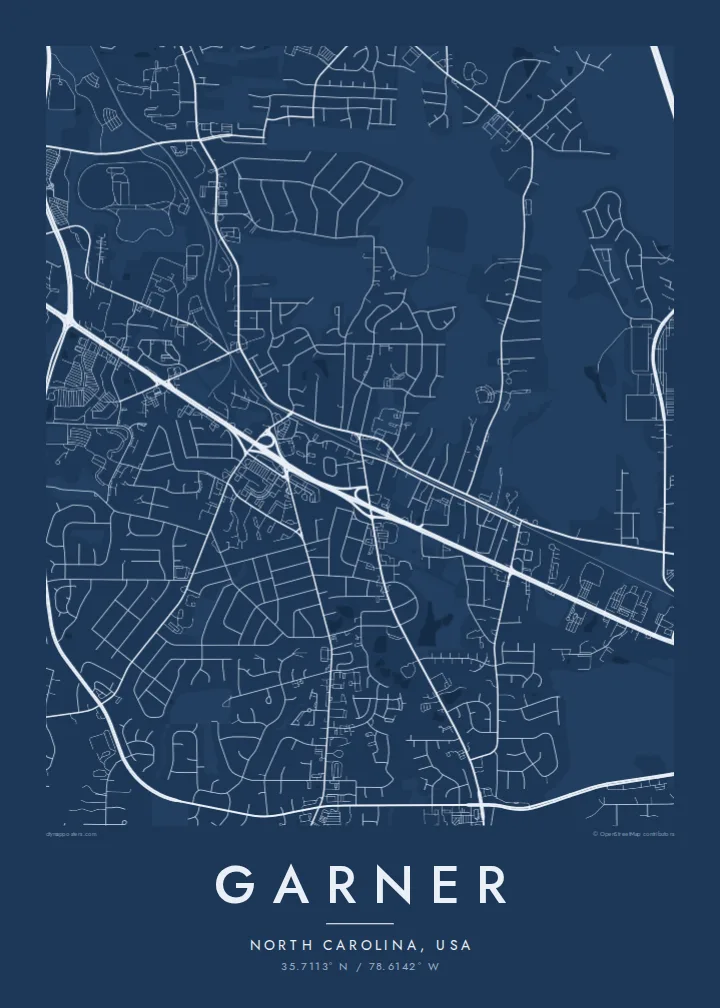 Garner map poster — Blueprint style