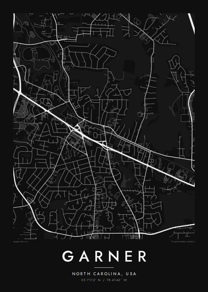 Garner map poster — Noir style