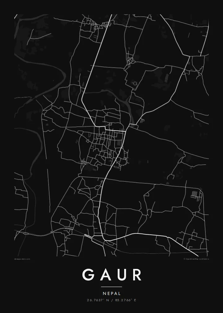 Gaur map poster — Noir style