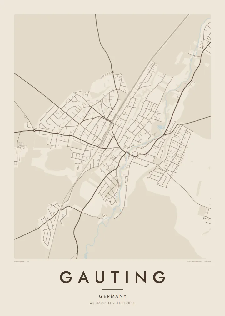 Gauting map poster — Sand style