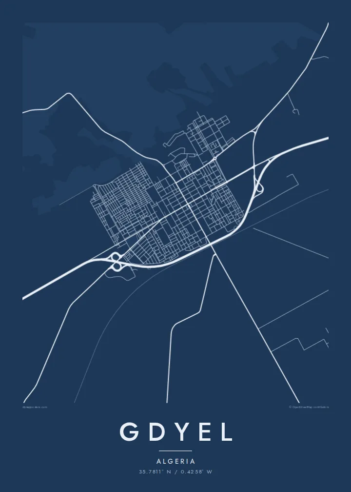 Gdyel map poster — Blueprint style
