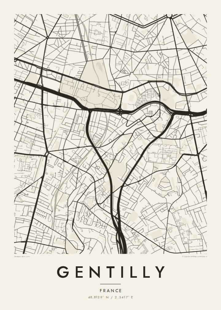 Gentilly map poster — Paper style