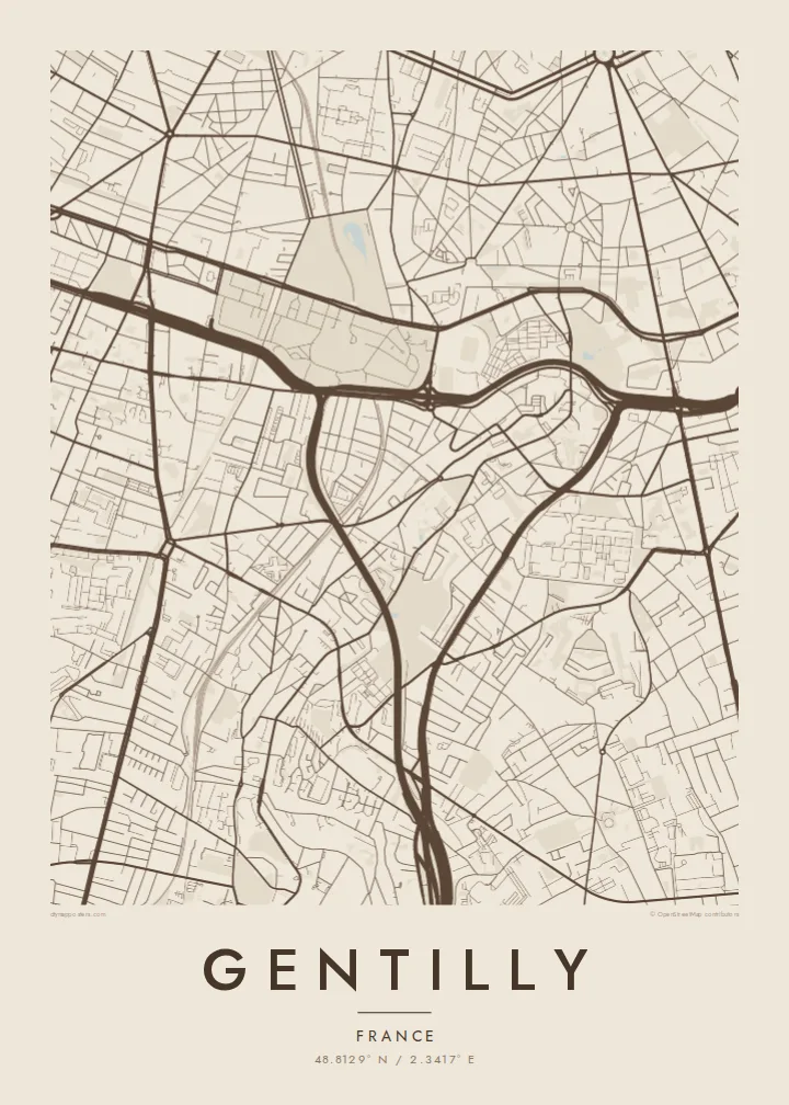 Gentilly map poster — Sand style