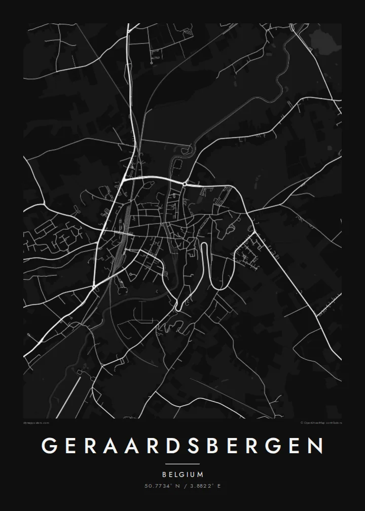 Geraardsbergen map poster — Noir
