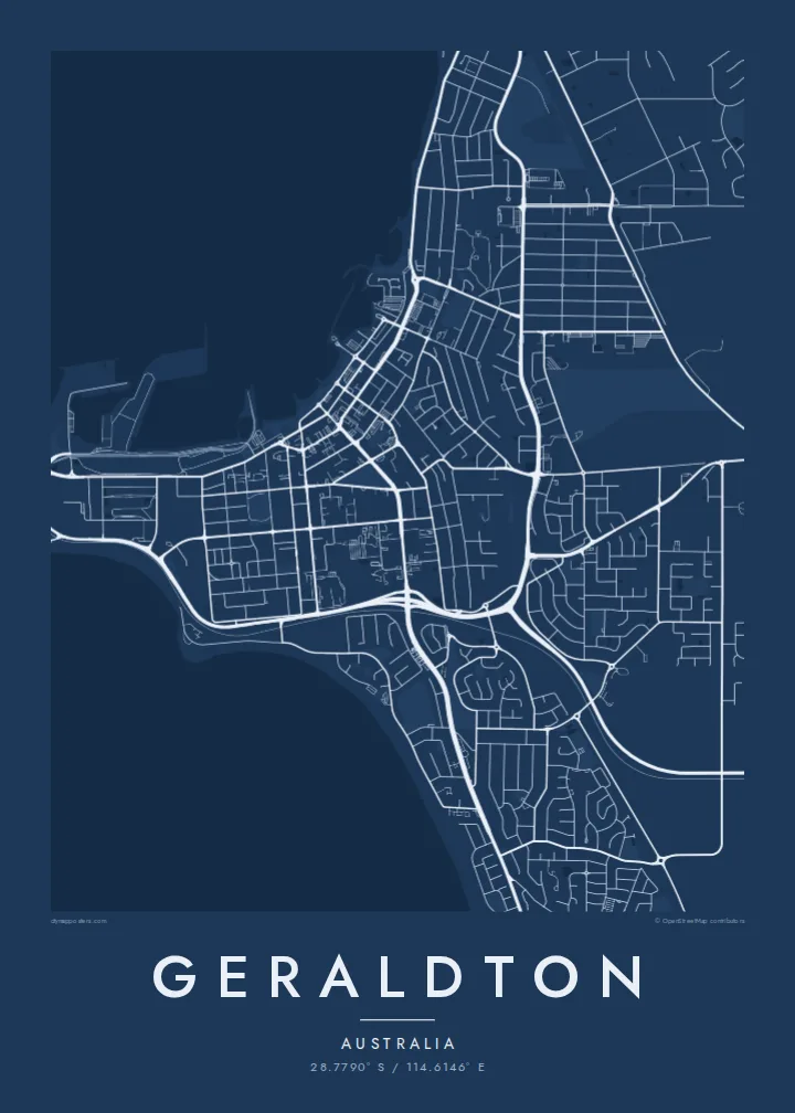 Geraldton map poster — Blueprint