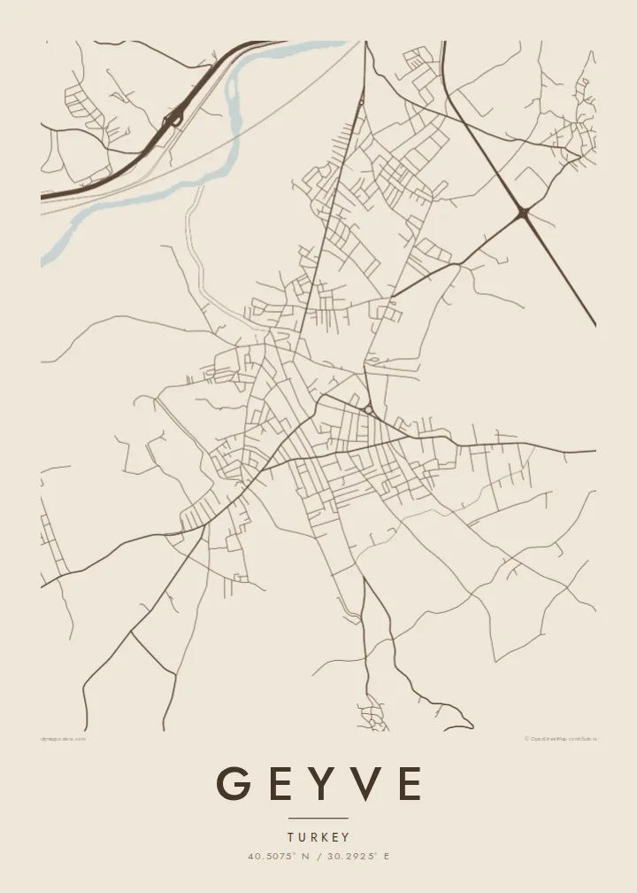 Geyve map poster — Sand style