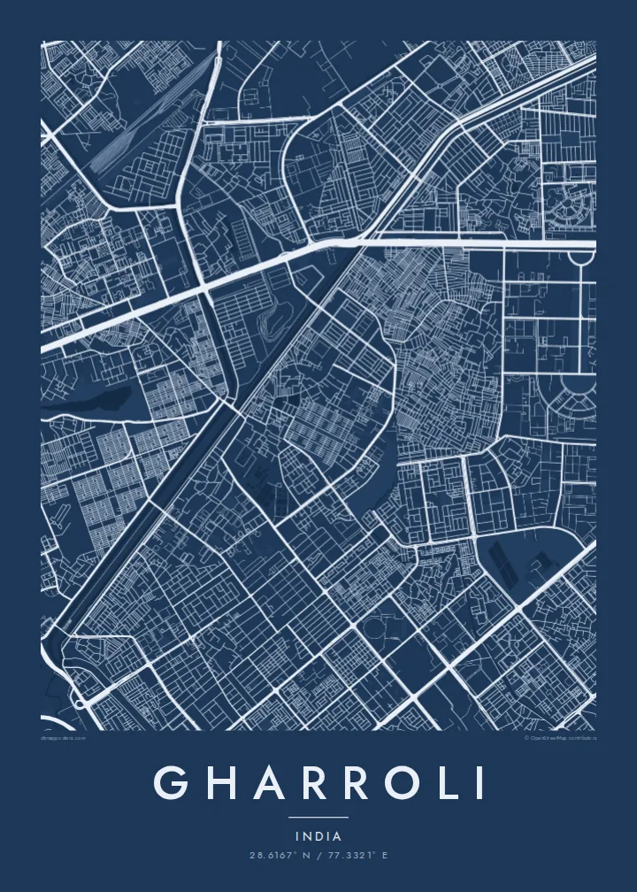 Gharroli map poster — Blueprint
