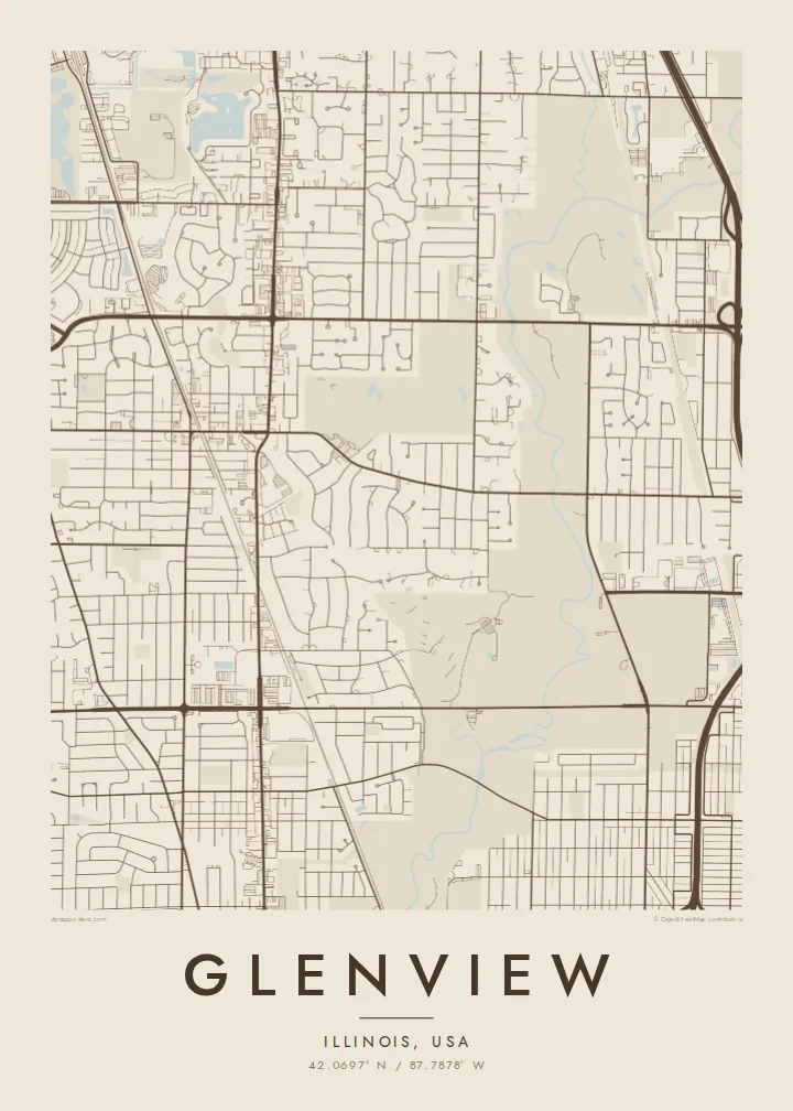 Glenview map poster — Sand
