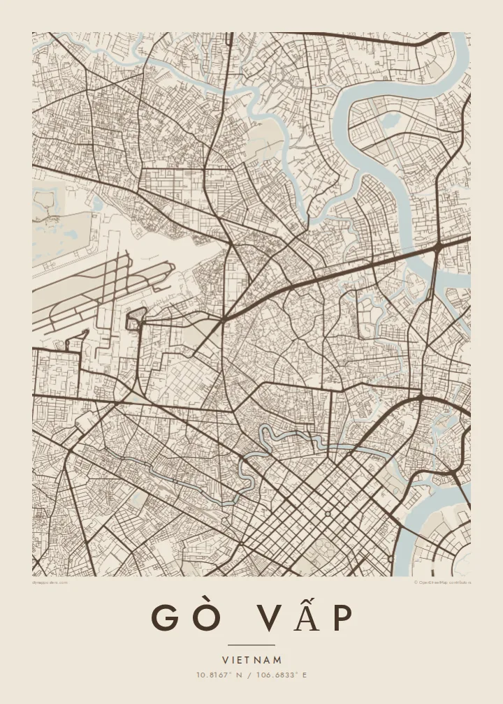 Gò Vấp map poster — Sand style