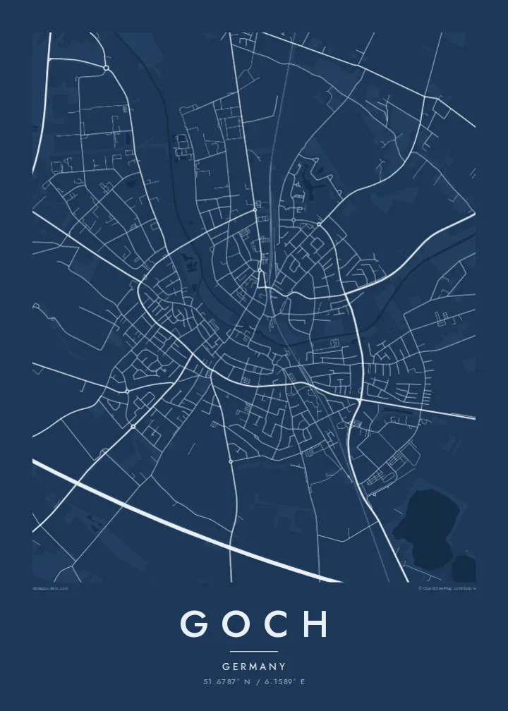 Goch map poster — Blueprint style