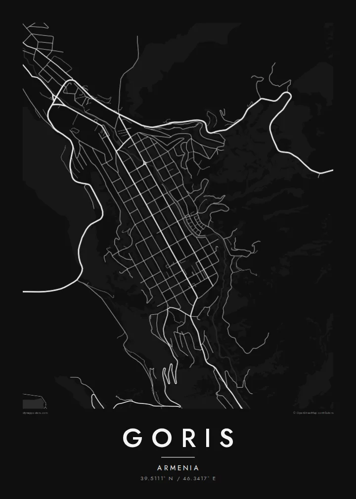 Goris map poster — Noir style