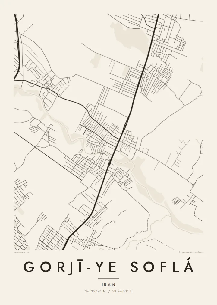 Gorjī-ye Soflá map poster — Paper
