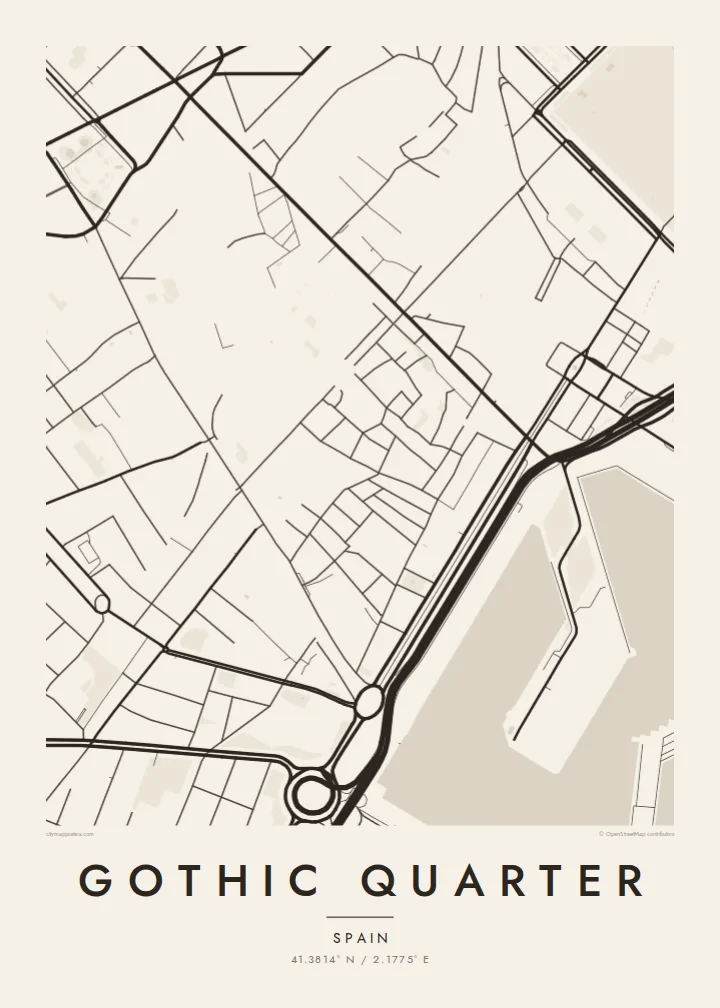 Gothic Quarter map poster — Paper