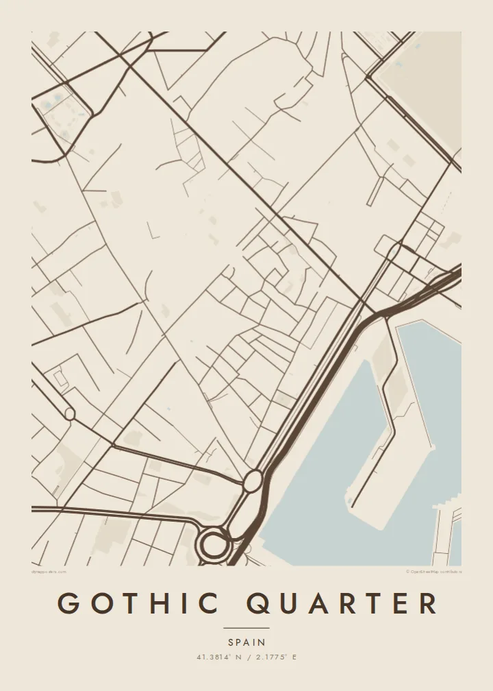 Gothic Quarter map poster — Sand