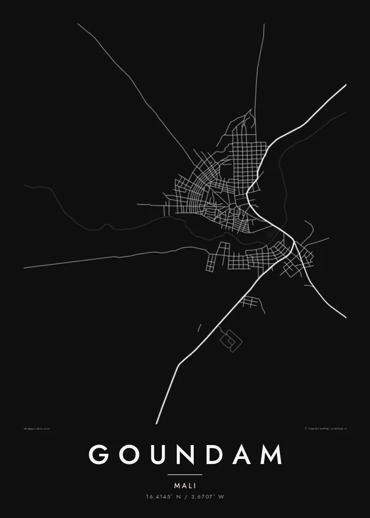 Goundam map poster — Noir
