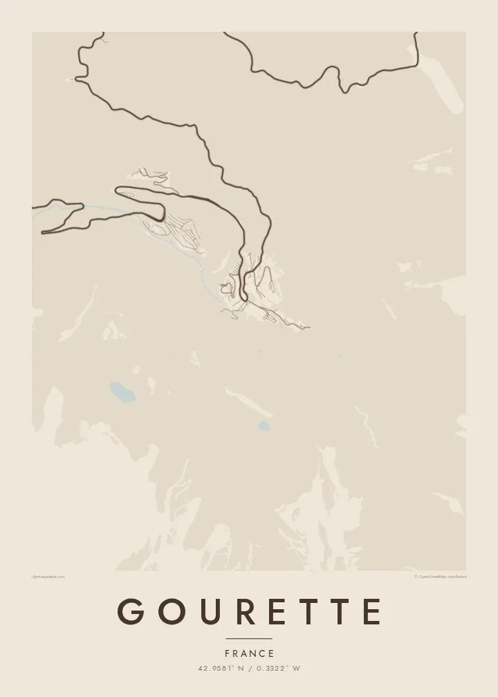 Gourette map poster — Sand style
