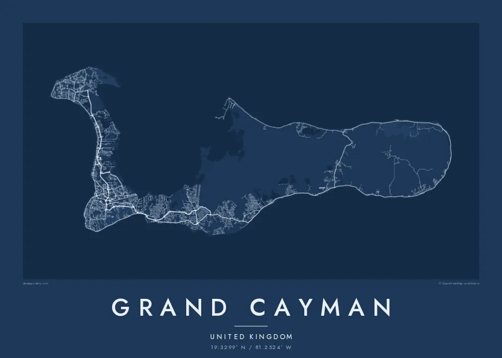 Grand Cayman map poster — Blueprint